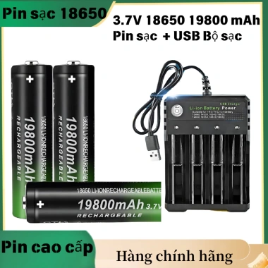 Pin sạc 18.650 19.800mAh 3.7V Li-ion, phù hợp quạt, máy cạo râu, đèn pin – 126k
