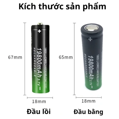 Pin sạc 18.650 19.800mAh 3.7V Li-ion, phù hợp quạt, máy cạo râu, đèn pin – 126k