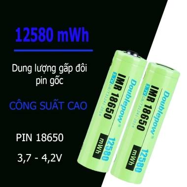 Pin sạc 18.650 3.7V 12.580mWh Doublepow công suất cao Hàng xuất khẩu giá 92.000₫