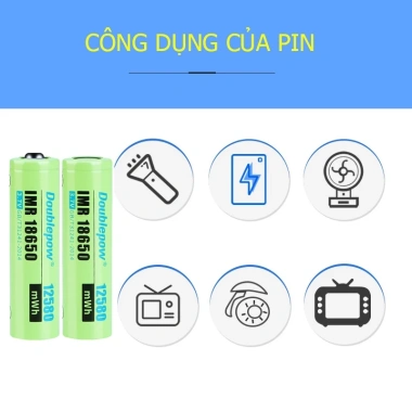 Pin sạc 18.650 3.7V 12.580mWh Doublepow công suất cao Hàng xuất khẩu giá 92.000₫ 2
