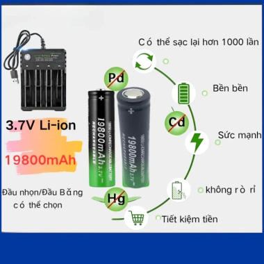 Pin sạc 18.650 3.7V 19.800mAh chính hãng - Dung lượng cao, quạt tích điện, đèn pin siêu sáng, đầu lồi/băng - 145.000₫ 2 Pin sạc 18.650 3.7V 19.800mAh chính hãng - Dung lượng cao, quạt tích điện, đèn pin siêu sáng, đầu lồi/băng - 145.000₫ 2