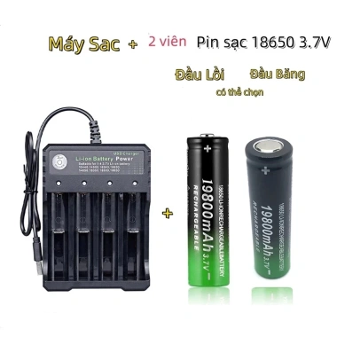 Pin Sạc 18.650 3.7V Li-ion 19.800mAh Dung lượng cao, kèm bộ sạc, hàng chính hãng, mới nguyên seal, giá ưu đãi 116.000 VND