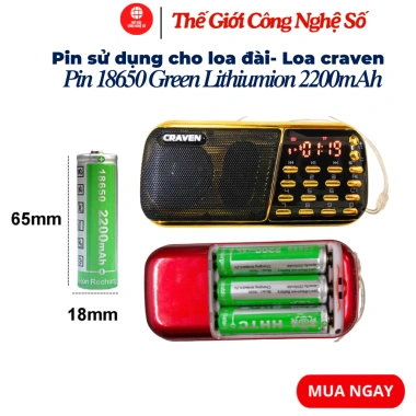Pin sạc 18.650 Green 2.200mAh 3.7V cho Loa Craven, Đèn Pin - Giá ưu đãi 32.000đ 3