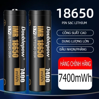 Pin sạc 18.650 Lithium 7.400mWh Doublepow – Đầu nhọn/bằng, giá chỉ 40.000₫