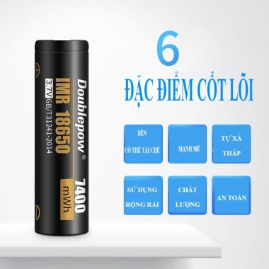 Pin sạc 18.650 Lithium 7.400mWh Doublepow – Đầu nhọn/bằng, giá chỉ 40.000₫