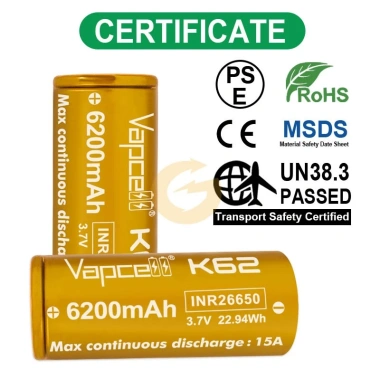 Pin sạc 26.650 Vapcell K62 6.200mAh 15A dung lượng lớn nhất 2.024 giá 190.000đ 4