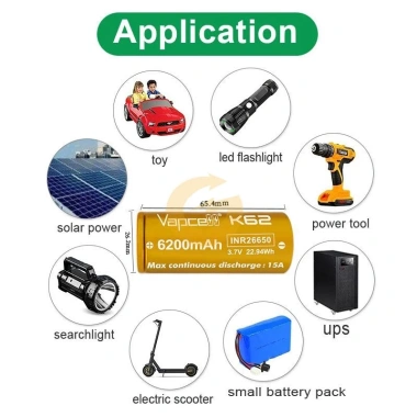 Pin sạc 26.650 Vapcell K62 6.200mAh 15A dung lượng lớn nhất 2.024 giá 190.000đ 5