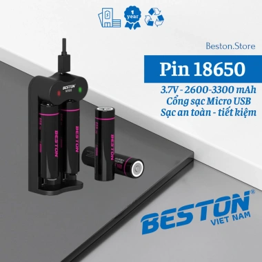 Pin sạc 3.7V 3.300mAh và 2.600mAh đầu dẹt, đầu lồi - Hàng chính hãng BESTON, giá 40.000₫