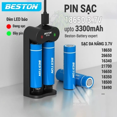 Pin sạc 3.7V Beston 18.650 dung lượng cao, phù hợp đèn pin, thiết bị điện tử, quạt cầm tay - bảo hành - 49.000 VND