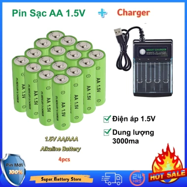 Pin sạc AA 3.000mAh - AAA 2.100mAh - Chất lượng cao, dùng cho đèn pin, thiết bị điện tử, giảm giá 21%