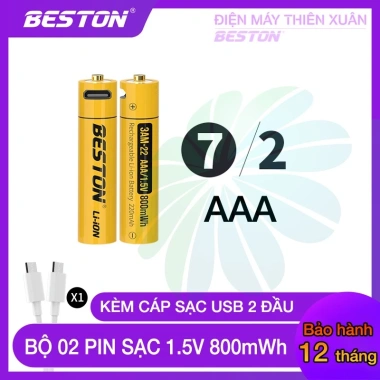 Pin sạc AA AAA 1.5V Beston Lithium-ion USB 3.500mWh - Dùng cho Micro karaoke, máy đo huyết áp, giá ưu đãi 169.000₫ 10
