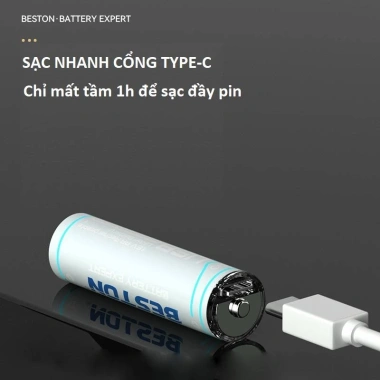 Pin sạc AA AAA 1.5V Beston sạc nhanh USB-C cho micro & điều khiển - 104.000 VND