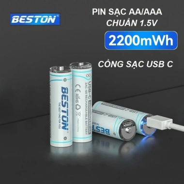 Pin sạc AA AAA 1.5V Beston sạc nhanh USB-C cho micro & điều khiển - 104.000 VND
