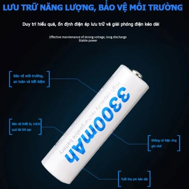 Pin sạc AA Beston 3.300mAh 1.2V - 4 viên, sạc lại nhiều lần, chính hãng, 145.000₫ 9