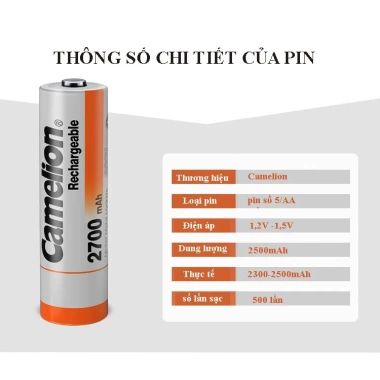 Pin sạc AA Camelion 2.700mAh bộ 4 chiếc - Chuyên dụng cho camera, micro, độ bền cao, giảm giá 164.000đ 9