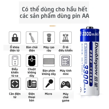Pin sạc AA Doublepow 3.300mAh 1.2V - Tuổi thọ cao, sạc nhiều lần, giá chỉ 36.000đ