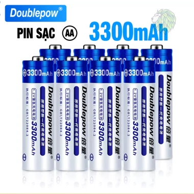 Pin Sạc AA Doublepow 3.300mAh Dung Lượng Cao cho Micro Không Dây, Đồ Chơi, Đồng Hồ, Đèn Pin, Trắng Xanh