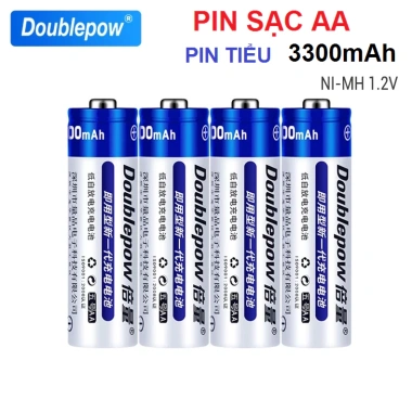 Pin sạc AA Doublepow 3.300mAh xanh 4 hộp - Phù hợp micro karaoke, đồ chơi, đồng hồ, máy ảnh