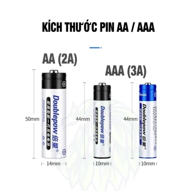 Pin sạc AA Doublepow 3.300mAh xanh 4 hộp - Phù hợp micro karaoke, đồ chơi, đồng hồ, máy ảnh