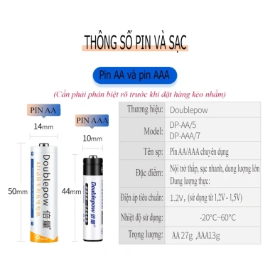 Pin sạc AA Doublepow thông minh dung lượng cao - Hàng chính hãng, giá 153.000đ