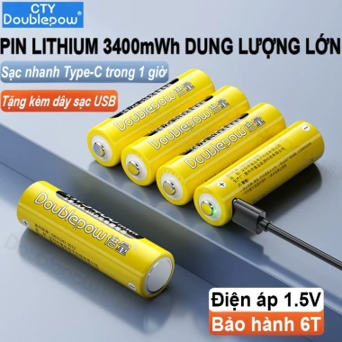 Pin sạc AA/AAA 1.5V Doublepow 3.400mWh Dùng cho micro, bàn chải, remote 69.000đ