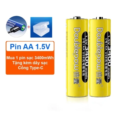 Pin sạc AA/AAA 1.5V Doublepow 3.400mWh Dùng cho micro, bàn chải, remote 69.000đ