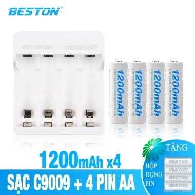 Pin Sạc AA/AAA Beston C9.009 - Sạc nhanh, tự ngắt, đa năng cho micro karaoke, loa, đồ chơi, đồng hồ