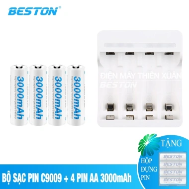 Pin Sạc AA/AAA Beston C9.009 - Sạc nhanh, tự ngắt, đa năng cho micro karaoke, loa, đồ chơi, đồng hồ 10 Pin Sạc AA/AAA Beston C9.009 - Sạc nhanh, tự ngắt, đa năng cho micro karaoke, loa, đồ chơi, đồng hồ 10