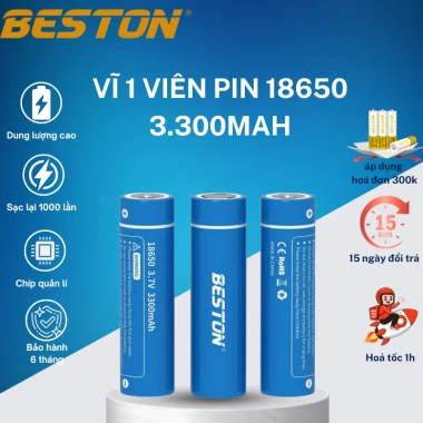 Pin Sạc Beston 18.650 3.300mAh 3.7V Li‑on Đầu Bằng và Đầu Nhọn - Pin Tổng Đơ, Pin Micro Giá 92.000 VND