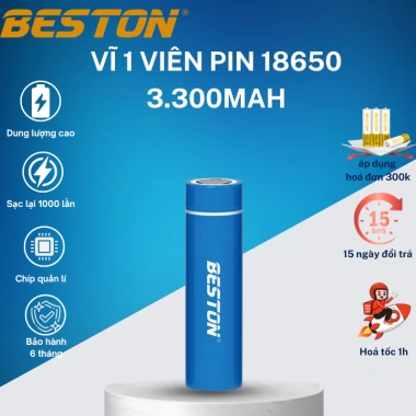 Pin Sạc Beston 18.650 3.300mAh 3.7V Li‑on Đầu Bằng và Đầu Nhọn - Pin Tổng Đơ, Pin Micro Giá 92.000 VND