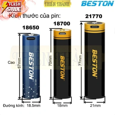 Pin sạc BESTON Li-ion 3.7V 18.650/18.700/21.770 65C-20 70M-35 77T-50 cho máy ảnh, đo, ban đêm - 120.000₫ 6