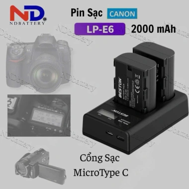 Pin & Sạc Beston LP-E6 chính hãng – Tương thích Canon R5C, R5, 5D II/III/IV, 60D‑80D – Bền bỉ, An toàn, 220.000₫