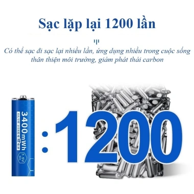 Pin sạc Doublepow 1.5V AA/AAA 3.400mWh Xanh - Dùng cho Micro, Bàn chải điện, Remote, Giá ưu đãi 116.000 VND 9