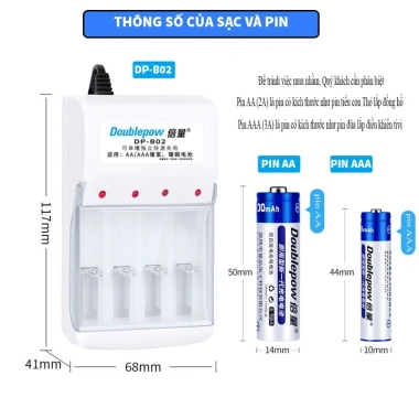 Pin sạc Doublepow AA AAA cho đồ chơi, điều khiển từ xa – Giá 41.000đ, freeship 8