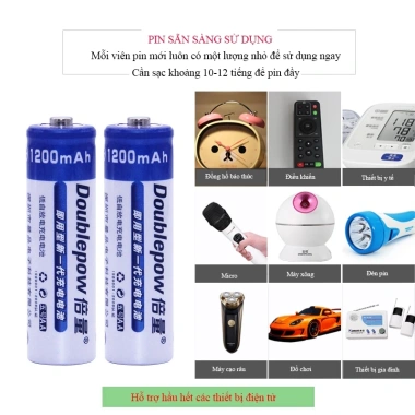 Pin sạc Doublepow AA AAA cho đồ chơi và điều khiển từ xa - Giá chỉ 43.000đ, tiết kiệm 8.600đ