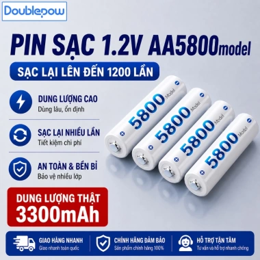 Pin sạc Doublepow AA/AAA 1.2V 2.800/5.800mAh dung lượng cao - Giá 58.000 VND, dùng cho micro, máy ảnh, đồ chơi