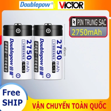 Pin sạc Doublepow D 2.750mAh 1.2V - Dung lượng cao, an toàn, đèn pin, bếp gas, ưu đãi 55.000đ