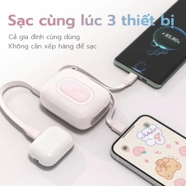 Pin sạc dự phòng 10.000mAh Uneed 3 trong 1, sạc nhanh PD 22.5W Type‑C & Lightning, iPhone & Samsung, chỉ 499.000₫