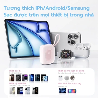 Pin sạc dự phòng 10.000mAh Uneed 3 trong 1, sạc nhanh PD 22.5W Type‑C & Lightning, iPhone & Samsung, chỉ 499.000₫