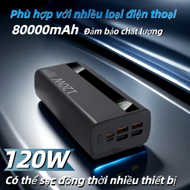 Pin sạc dự phòng 120W 80.000mAh, sạc nhanh đa chuẩn, cho điện thoại, 459.999 VND