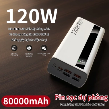 Pin sạc dự phòng 120W 80.000mAh, sạc nhanh đa chuẩn, cho điện thoại, 459.999 VND