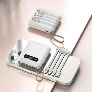 Pin sạc dự phòng 20.000mAh kèm 4 dây, nhỏ gọn cầm tay, màn hình kỹ thuật số tráng gương - Giá chỉ 150.000đ