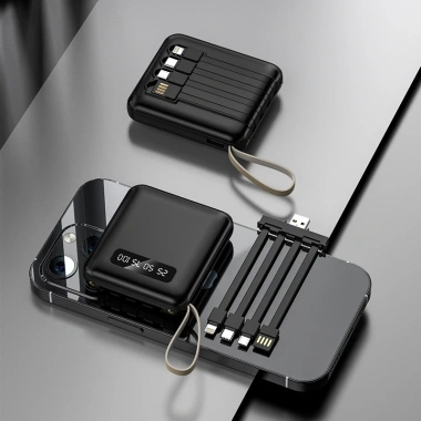 Pin sạc dự phòng 20.000mAh kèm 4 dây, nhỏ gọn cầm tay, màn hình kỹ thuật số tráng gương - Giá chỉ 150.000đ