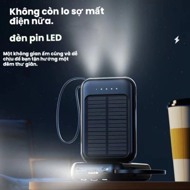Pin sạc dự phòng 20.000mAh năng lượng mặt trời, dung lượng lớn, cáp di động, phù hợp cắm trại ngoài trời - 150.000₫