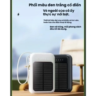 Pin sạc dự phòng 20.000mAh năng lượng mặt trời, dung lượng lớn, cáp di động, phù hợp cắm trại ngoài trời - 150.000₫