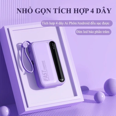 Pin sạc dự phòng 20.000mAh sạc nhanh, dung lượng lớn, 6 dây R08 - Giảm còn 259k