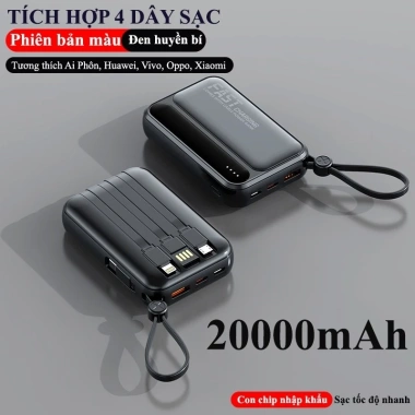 Pin sạc dự phòng 20.000mAh sạc nhanh, dung lượng lớn, 6 dây R08 - Giảm còn 259k