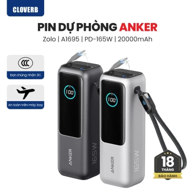 Pin sạc dự phòng Anker A1.695 165W 25.000mAh - Tương thích iPhone 17 16 15 và MacBook, ưu đãi 2.6tr