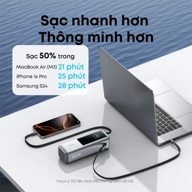 Pin sạc dự phòng Anker A1.695 165W 25.000mAh - Tương thích iPhone 17 16 15 và MacBook, ưu đãi 2.6tr