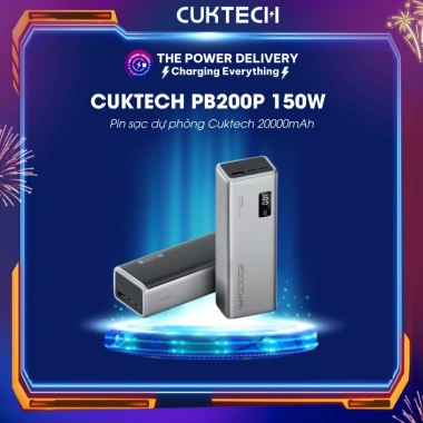 Pin sạc dự phòng Cuktech PB200P 150W 20.000mAh – Type‑C 120W PD, 100W PPS 5A, chỉ 999.000₫